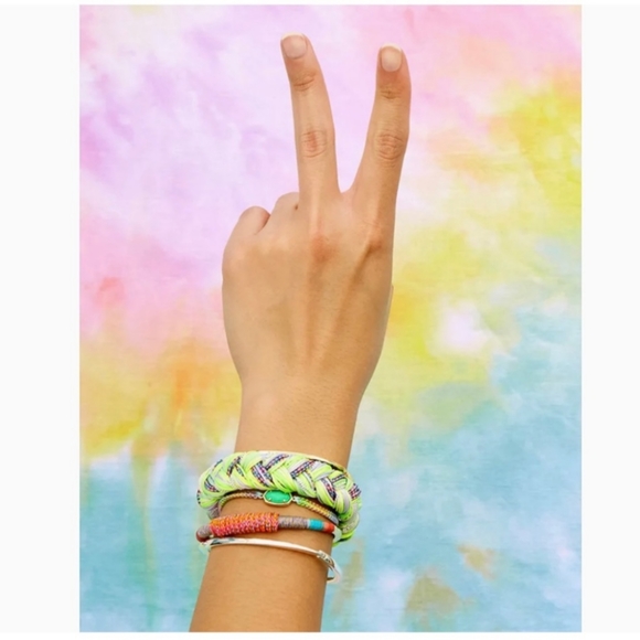 Kendra Scott Masie Silver Corded Braded Friendship Bracelet Lilac Mix Paracord - Picture 3 of 11